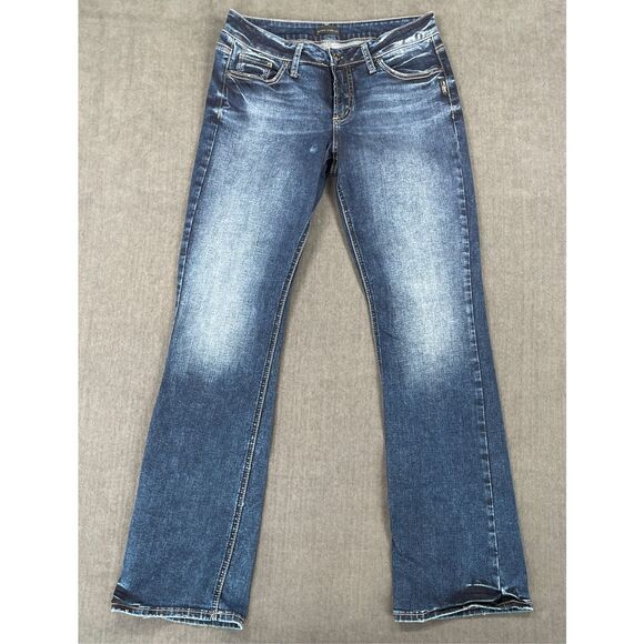Silver Jeans Women 31x33 Blue Suki Slim Bootcut Mid Rise Stretch‎ Faded Denim - Picture 1 of 11